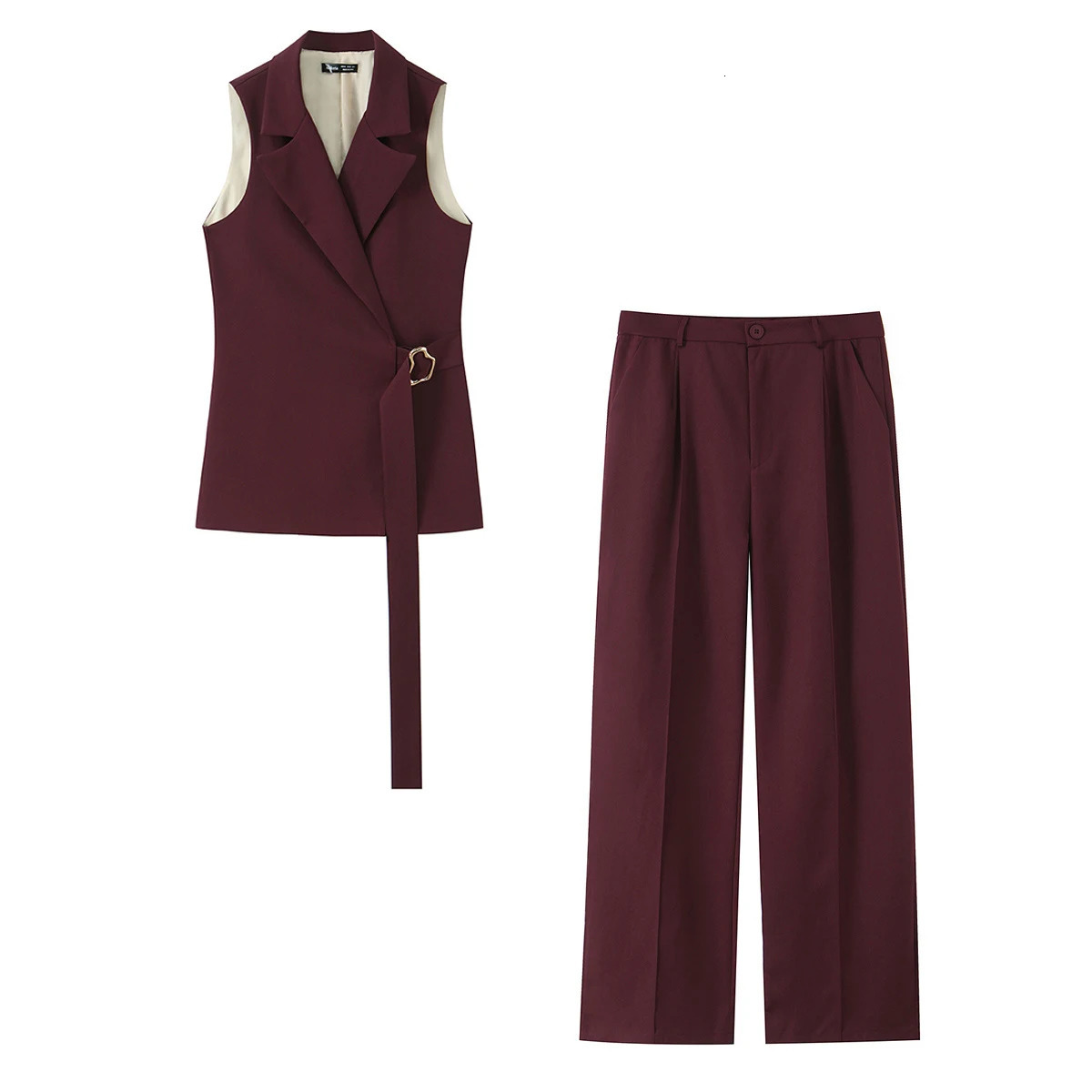 Summer womens commuting style suit vest set highend sense belt fashion twopiece 260609BANJIABANJIA