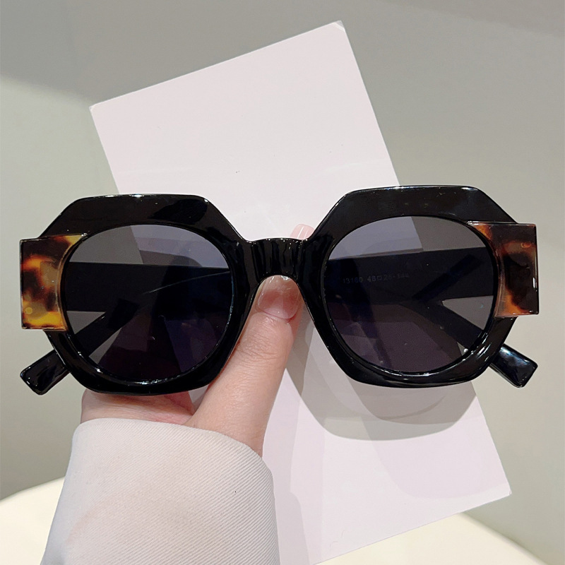 High quality New European and American Personality Round Frame Color Block Fashion Internet Celebrity Same Street Style Slimming Summer Sun Protecti