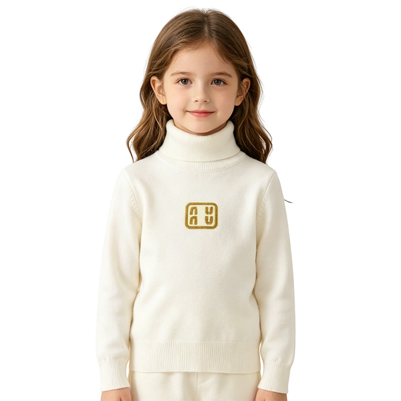 Baby Kid Turtleneck Knit Sweater Soft Cotton Long Sleeve Pullover Kids Designer Clothes Boys Girls Warm Basic Jumper With Letter Embroidery For Wint