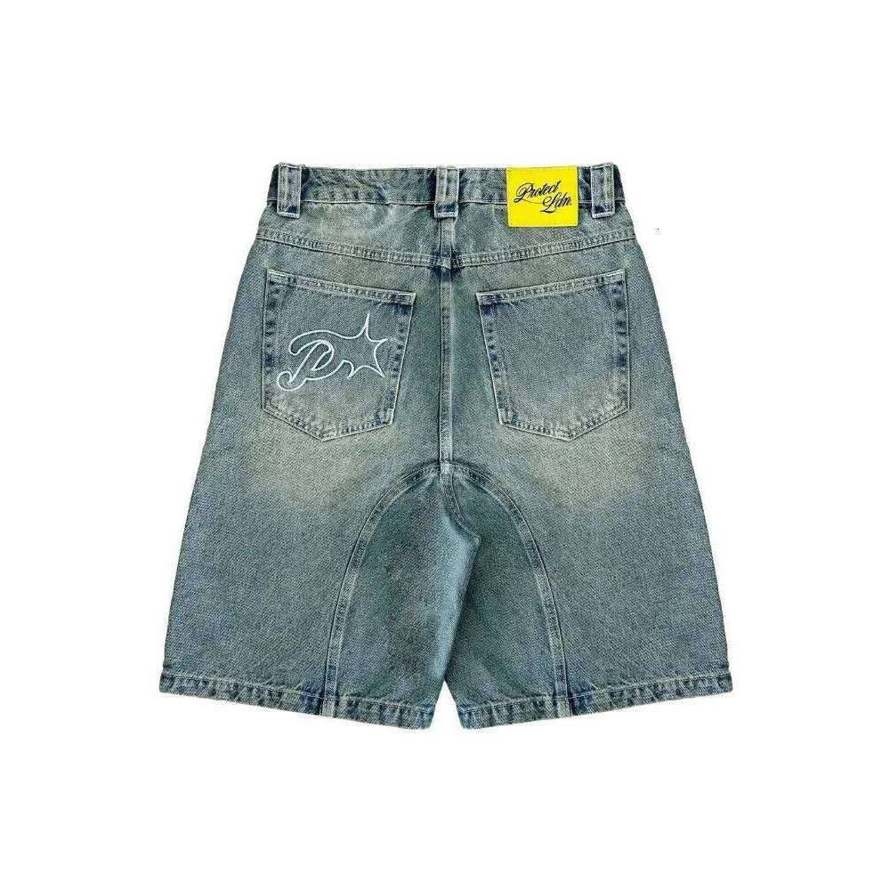 Men's denim shorts Y2k Harajuku short jeans women's washing embroidery American retro cowboy Jorts loose hip-hop 26Y0613