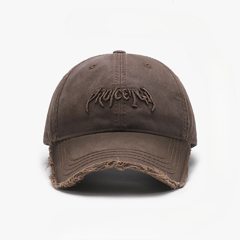 Letter Three-dimensional Embroidery Soft Top Rough Edge Mens BaseballCap European and American Fashion Versatile Cap Adjustable 260612
