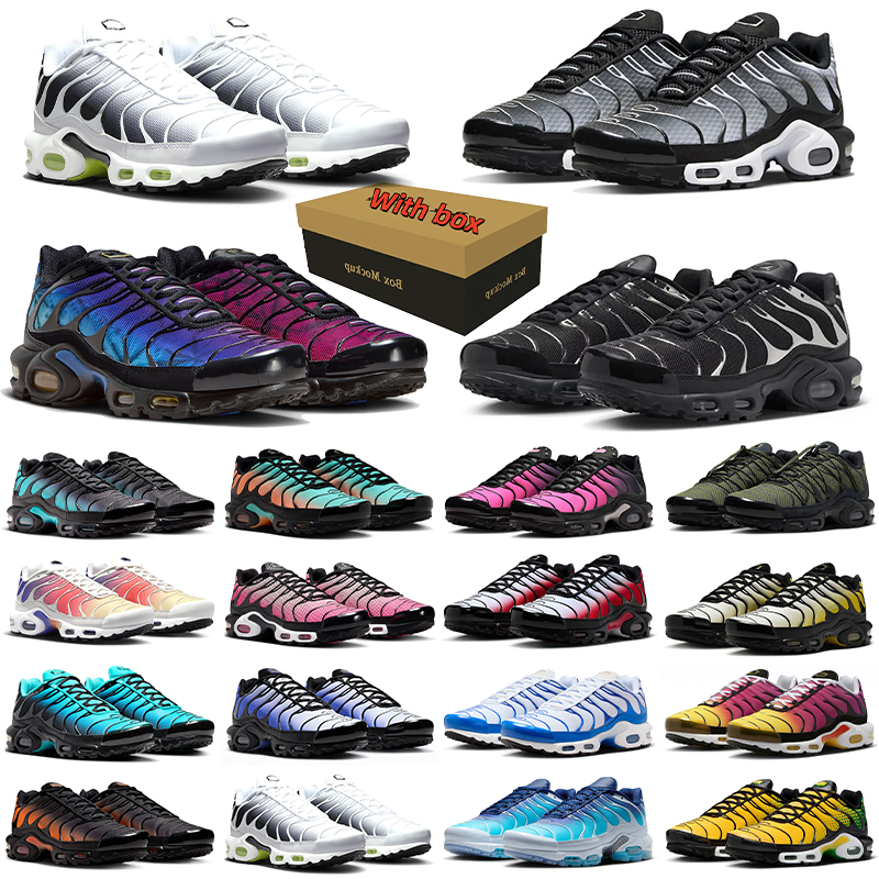 Free shipping with box tn running shoes designer tnss men women tns sneakers Green Black Smoke Grey white navy blue mens womens outdoor sports train