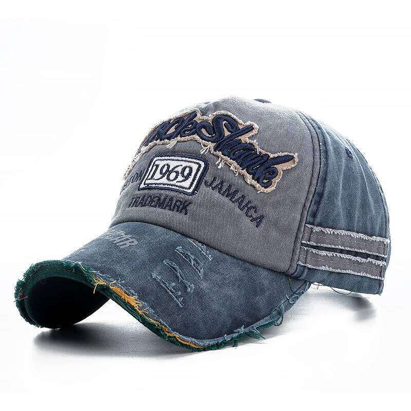 2023 High Quality Washed cowboy letters Cotton Cap For Men Women Adjustable Autdoor Sun protection hat Rock Shark Baseball Caps 26L0613