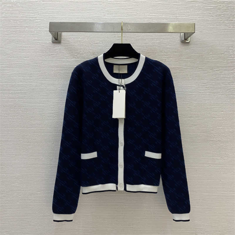 Cardigan tricoté de styliste pour femmes, Cardigans avec lettres à fleurs anciennes, col rond, manches longues, simple boutonnage, pull à la mode