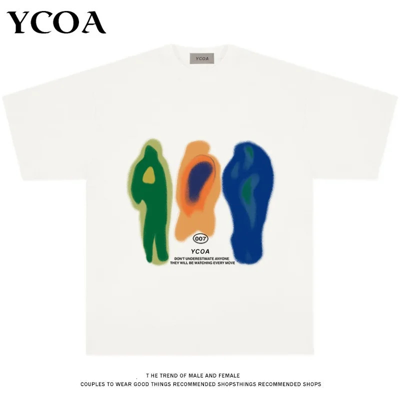 Men T-Shirt Cotton Oversized Summer Printed YCOA Graphic Harajuku Hip Hop Loose Tops Tees Korean Fashion Y2k Aesthetic Clothing 260613