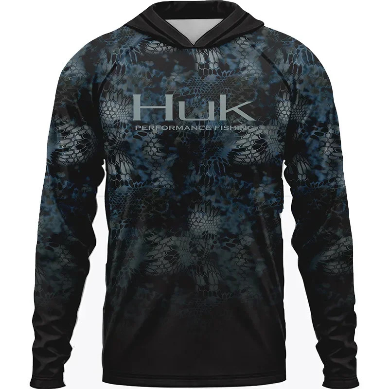 Men s Fishing Shirts Clothing Long Sleeve T-shirt UPF 50 Hood Sun Protection Uv Breathable Angling Fishing Wear Jacket i260612