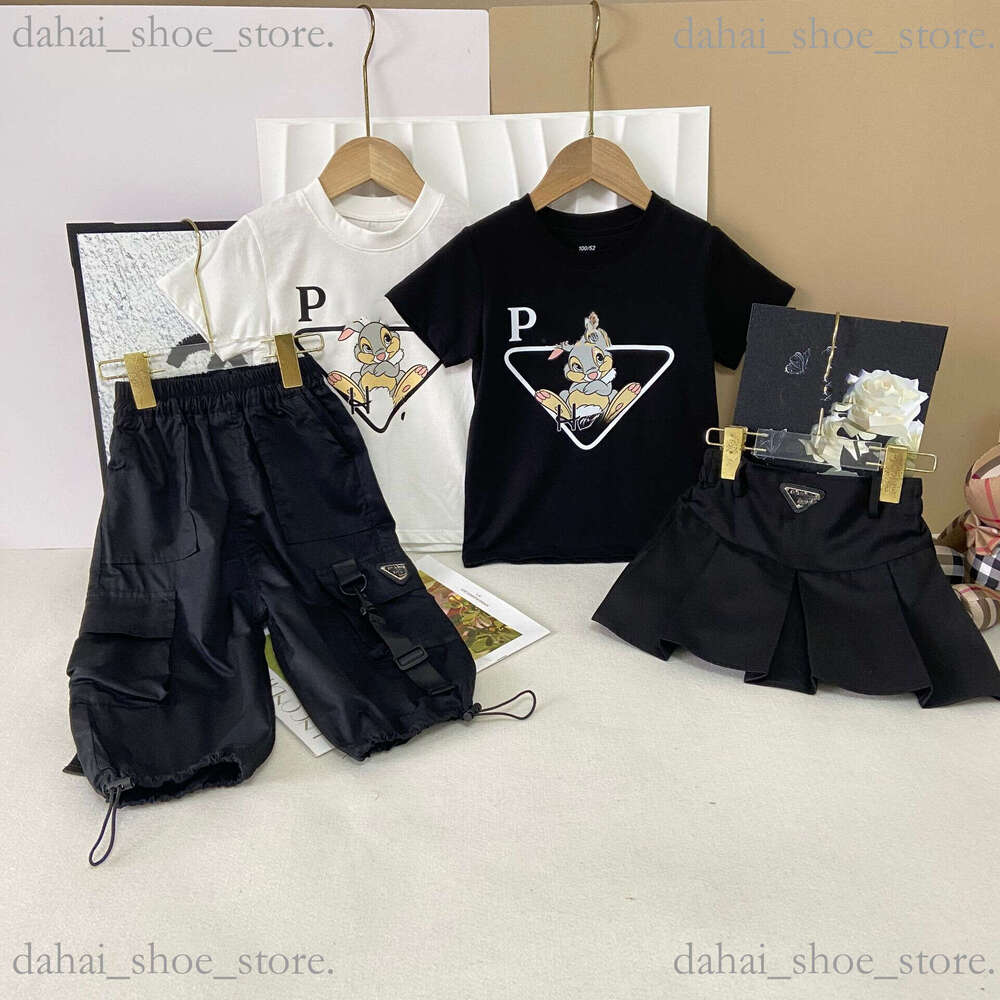 New 2026 Kids Clothing Brother Sister Outfits And Baby Short Sleeve Set Summer New Boys Elephant Top Cargo Pants Girls Skirt 2 Pieces Correct Style