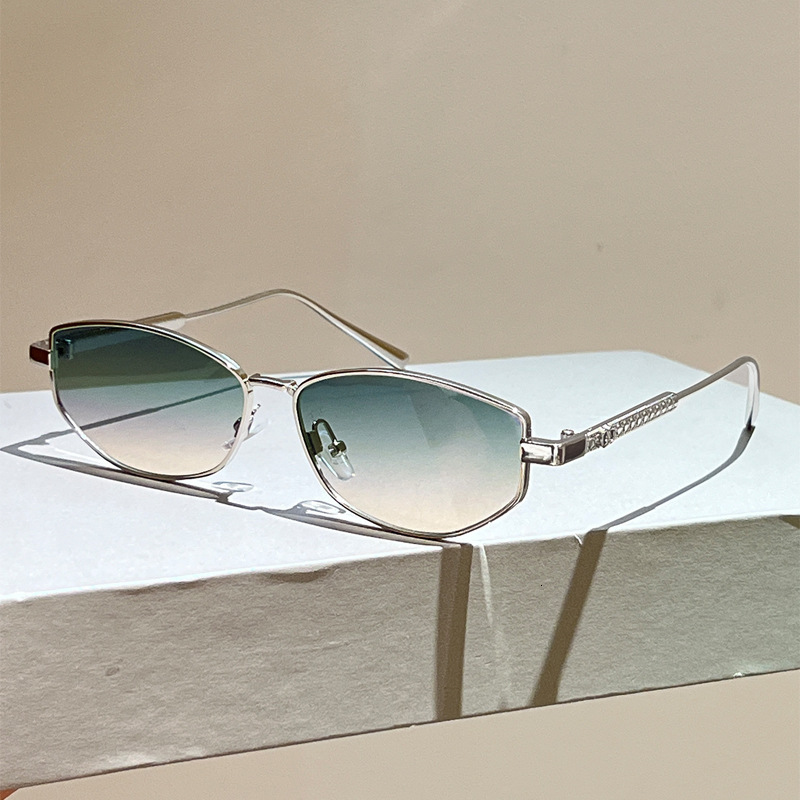 High quality European and American polygonal metal trendy sunglasses for women, high-end sun protection sunglasses, irregular Korean-style glasses