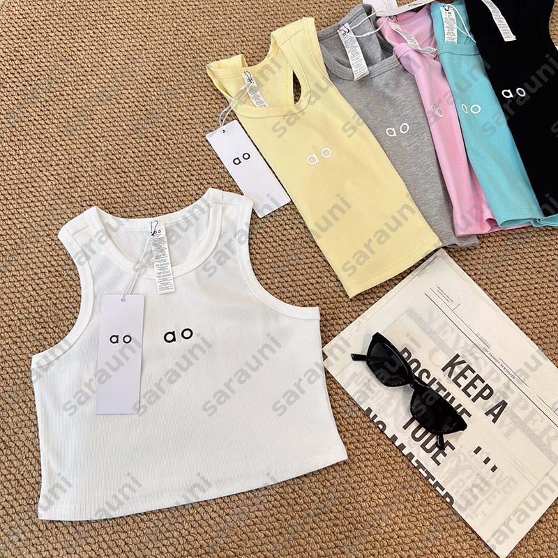 Designer Tanks Top Womens Colthes Womens Ribbed Crop Tank Top Sleeveless U Neck Slim Fit Camisole Basic Solid Color Sport Vest For Casual Workout
