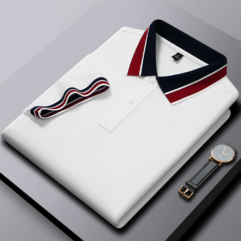 Polo Luxury Clothes T-Shirt Men's New Product 220G Trade 40S Short-Sleeve Turn-Down Collar Polo Shirt Business Simple Solid Color Casual T-Shir