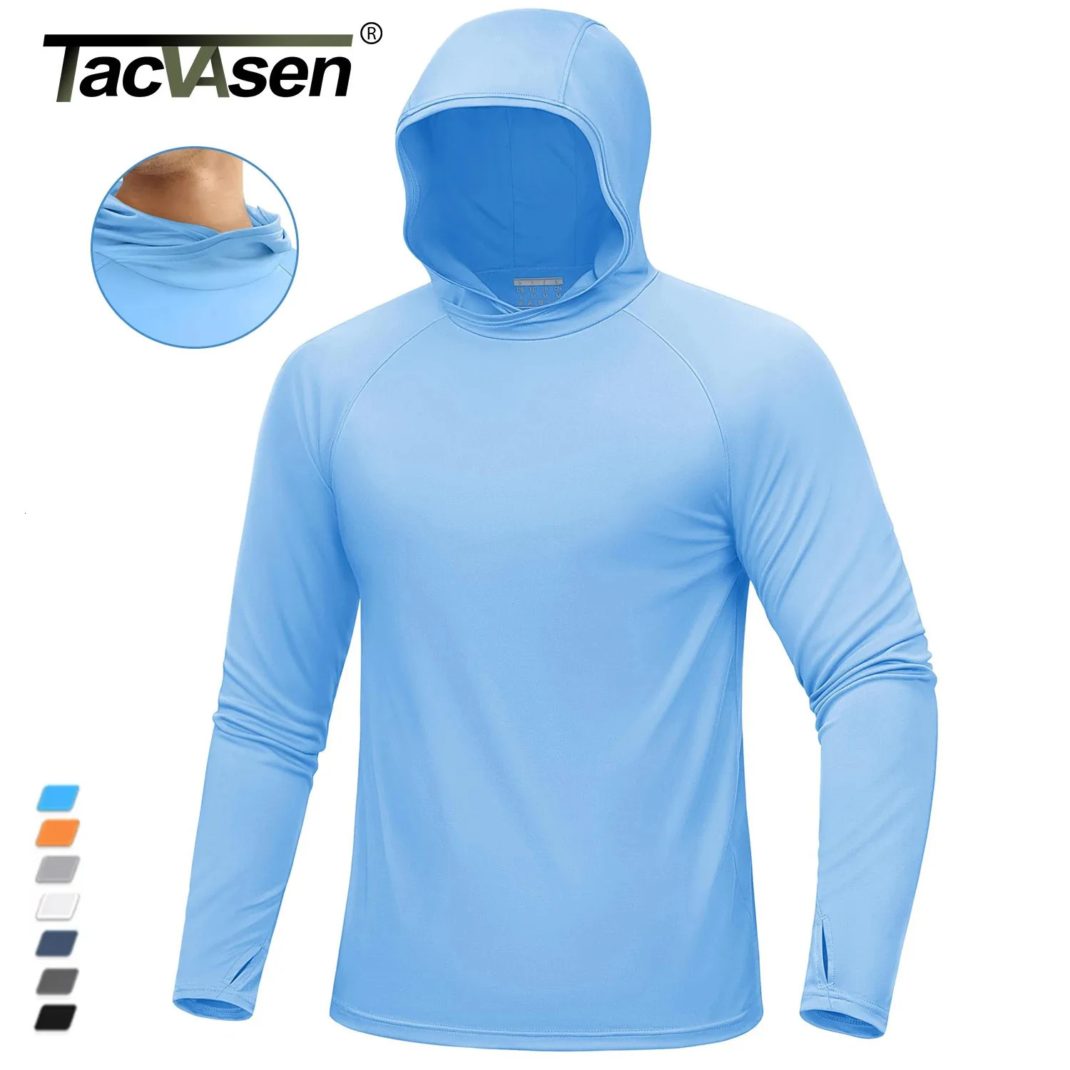 TACVASEN UPF 50 Hooded T-Shirts Mens Quick Dry UV Block Sun Shirts Lightweight Hoodie Shirt Running Fishing Performance Tops 260612