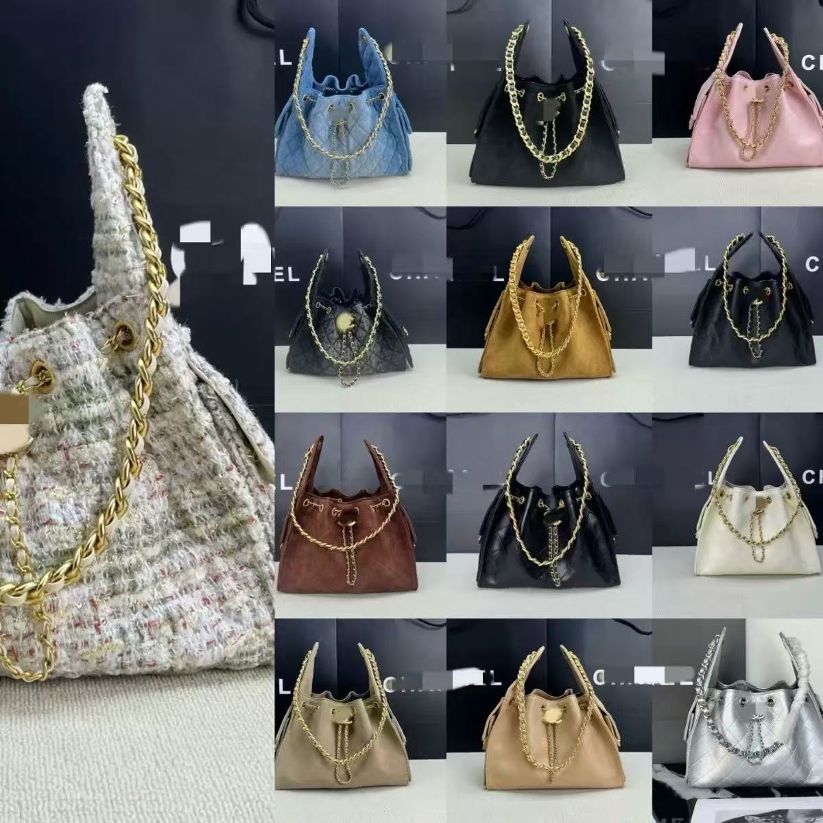 Designer Bag 25 Bag 26C Mini Luxury Bag Shoulder Bag Top Quality Drawstring Bucket Bag Gold Chain Leather And Metal Letter 25C Bag Large Capacity Ho
