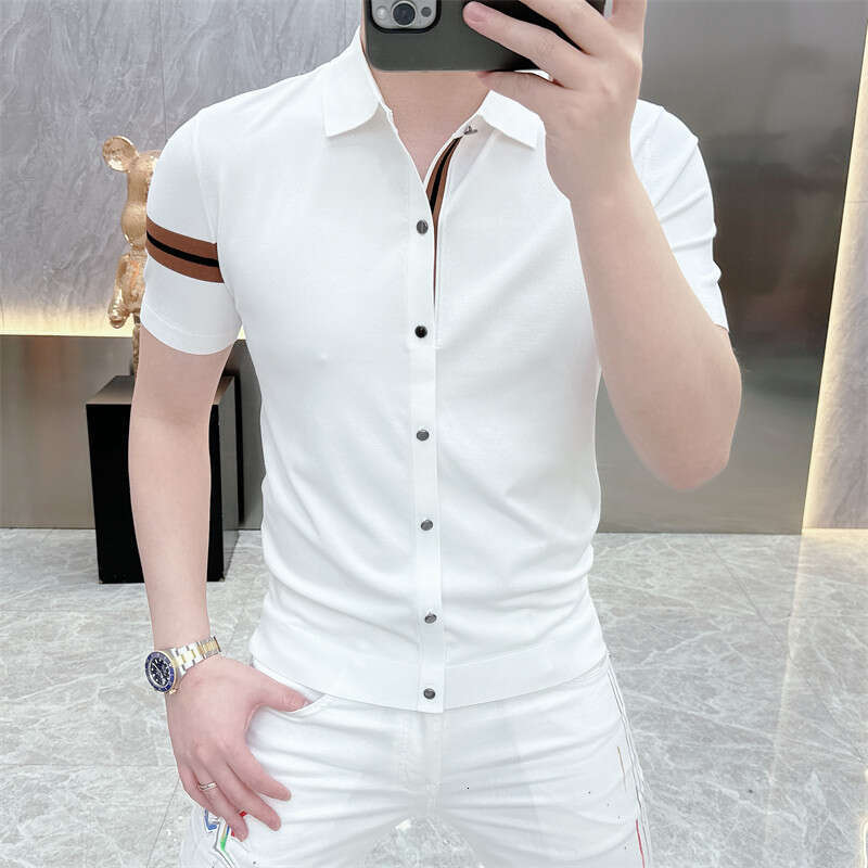 Luxury Brand Designer Clothes European-Style Clothing, Light Luxury And High-End Fashion, Slim-Fit Short-Sleeve's T-Shirt, Stretchy, Lightweigh