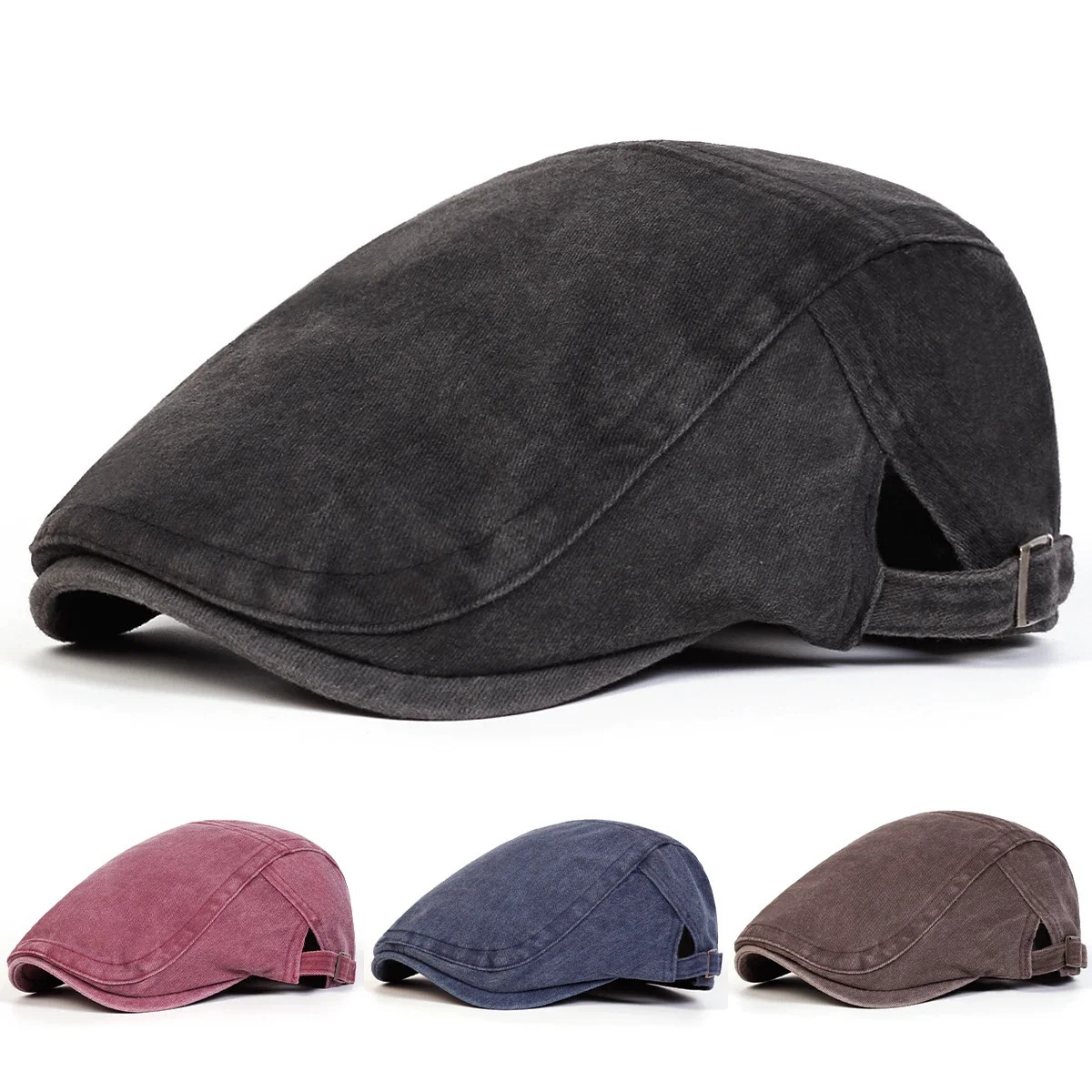 Men Solid Color Washing sboy Caps British Painters Hats Spring and Autumn Adjustable Flat Cap Hip Hop Berets260610