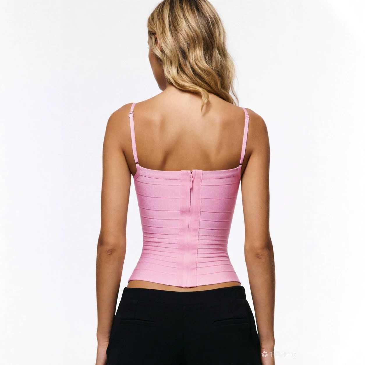 CB strapless ribbed bandage tank top waist-cinching sexy backless stretchy top versatile holiday womens clothing L260612