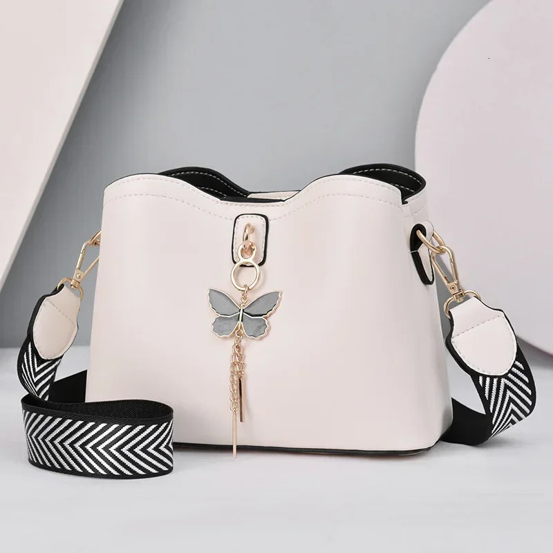 Women White Handbag ner Butterfly Tassel PU Leather Messenger Bags Ladies Crossbody Female Tote Shoulder Bag 260611