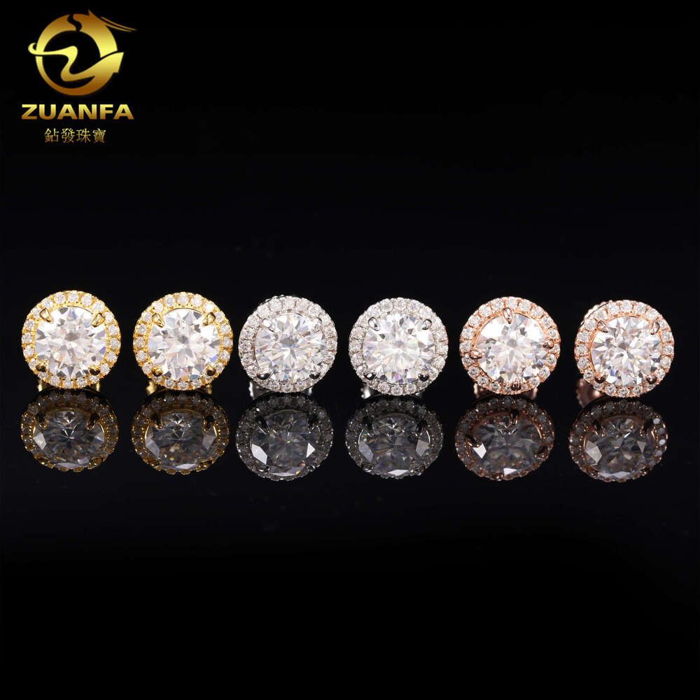 Manufacturer wholesale 6.5mm 925 silver inlaid VVS moissanite earrings, exquisite 2021 new hip-hop jewelry