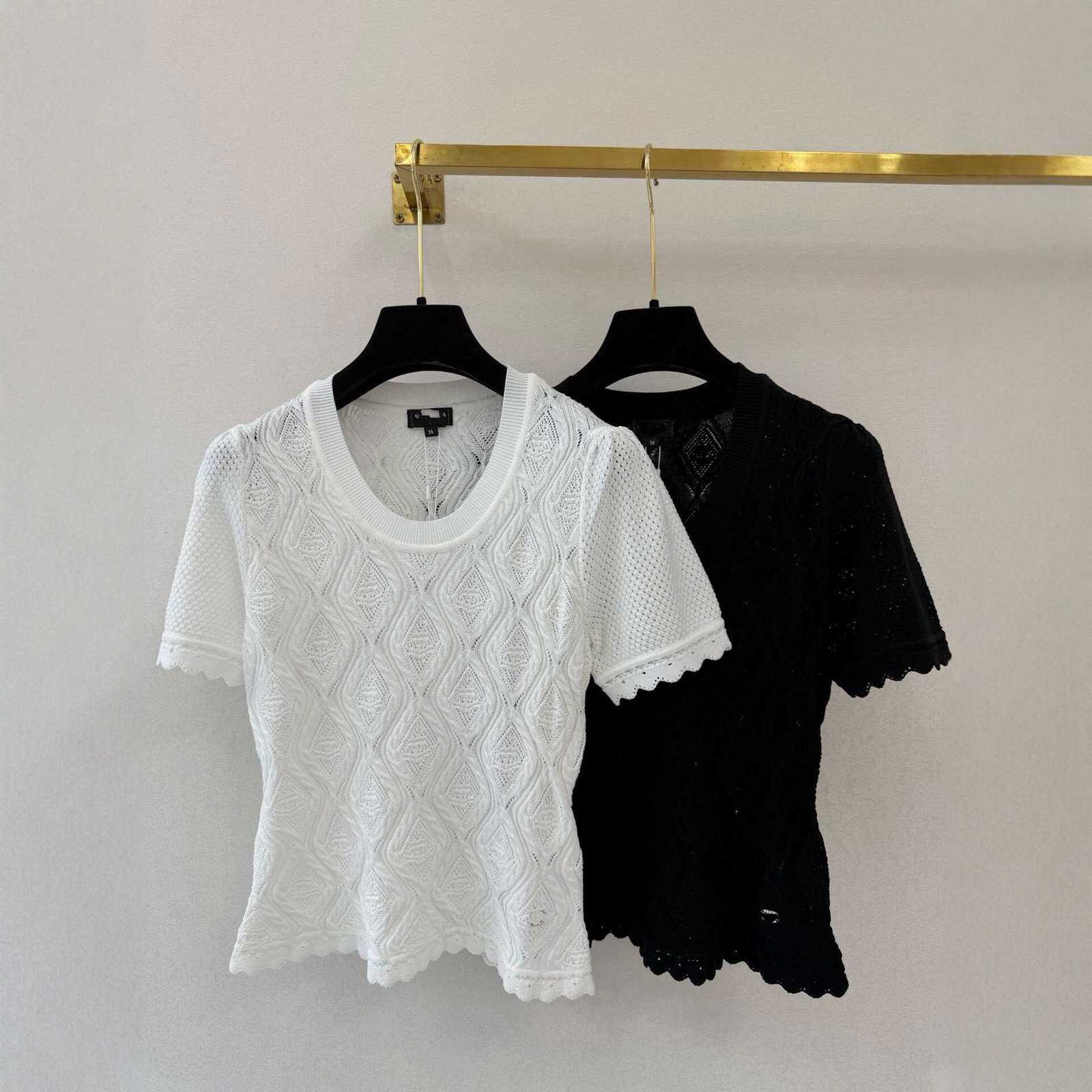 Designer Women's Knits & Tees brand top 26 summer crochet hollow-out round-neck short-sleeve knit top for women, fashionable and slimming