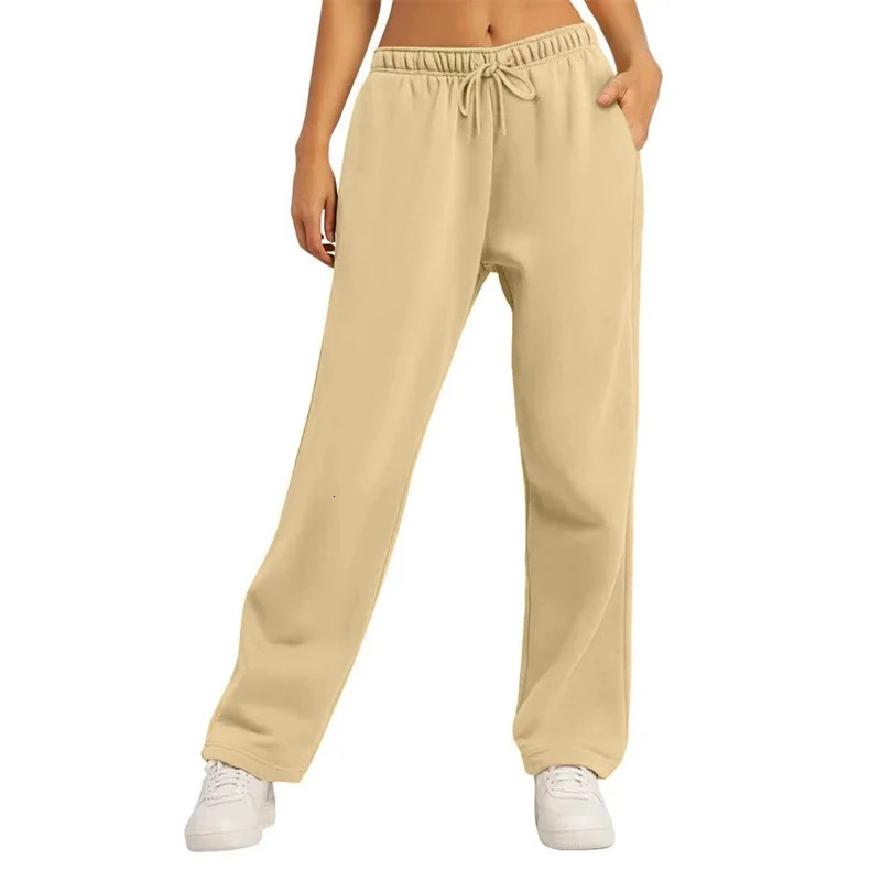 autumn winter Womens Solid Color Sweatpants Daily casual Pants Wide Leg pants Comfortable loose Drawstring Trou 260613