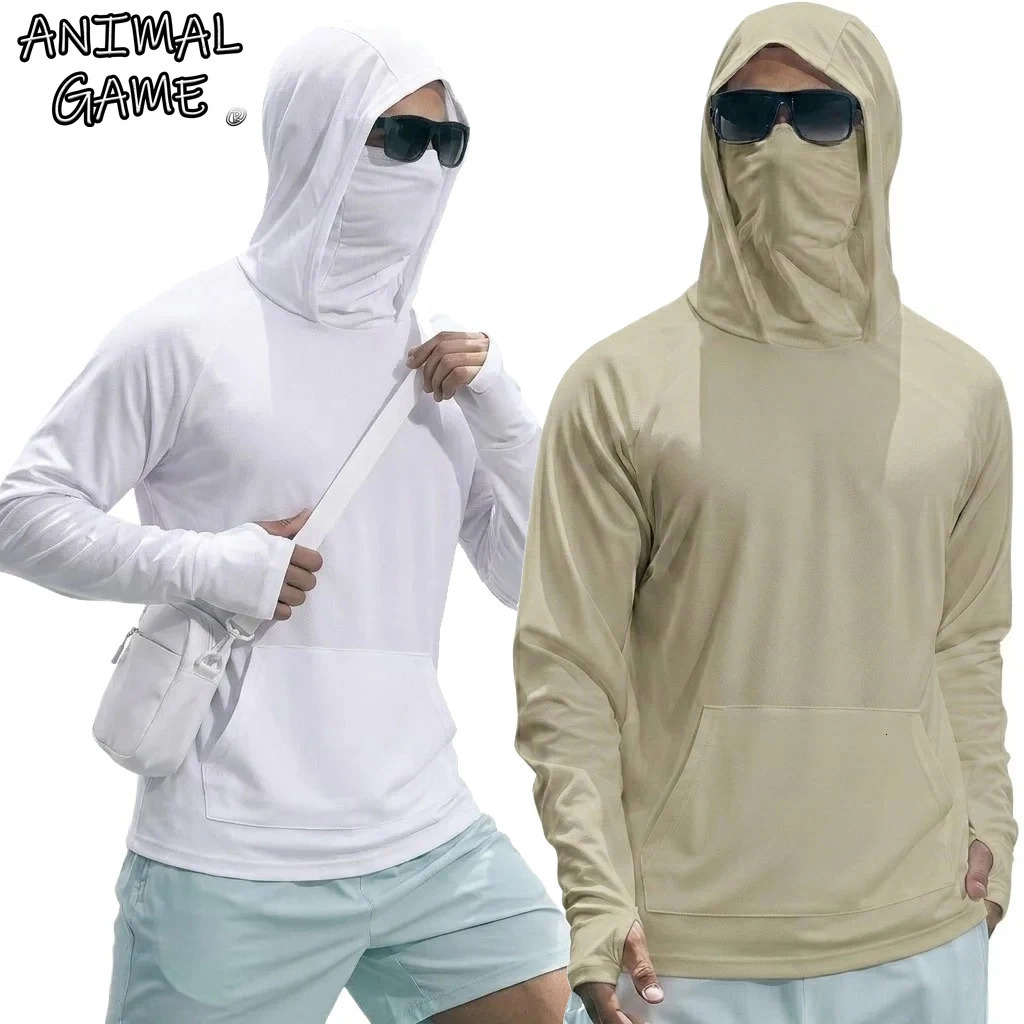 Summer UPF50 Performance Mens T-Shirt Long Sleeve Hoodie Sun Running Quick Dry Shirts Sunscreen Fishing Ice Silk Streetwear 260612