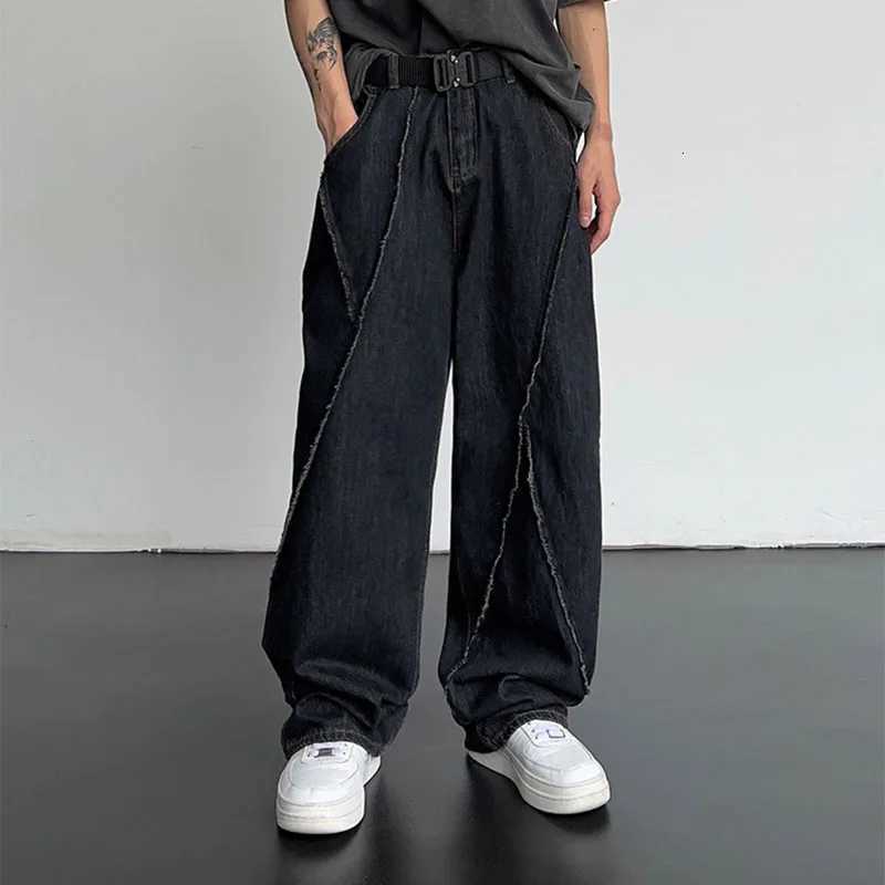 Hip Hop Straight Leg Jeans For Men And Women Vintage Korean Fashionable Casual Wide Leg Pants For Men Black Baggy Jeans T260410