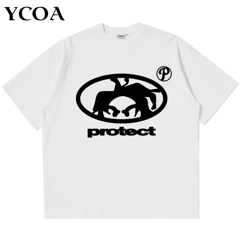 Men T-Shirt Oversized 100 Cotton Tops Graphic Summer Harajuku Short Sleeve Tee Vintage Korean Fashion Y2k Streetwear Clothing 260613