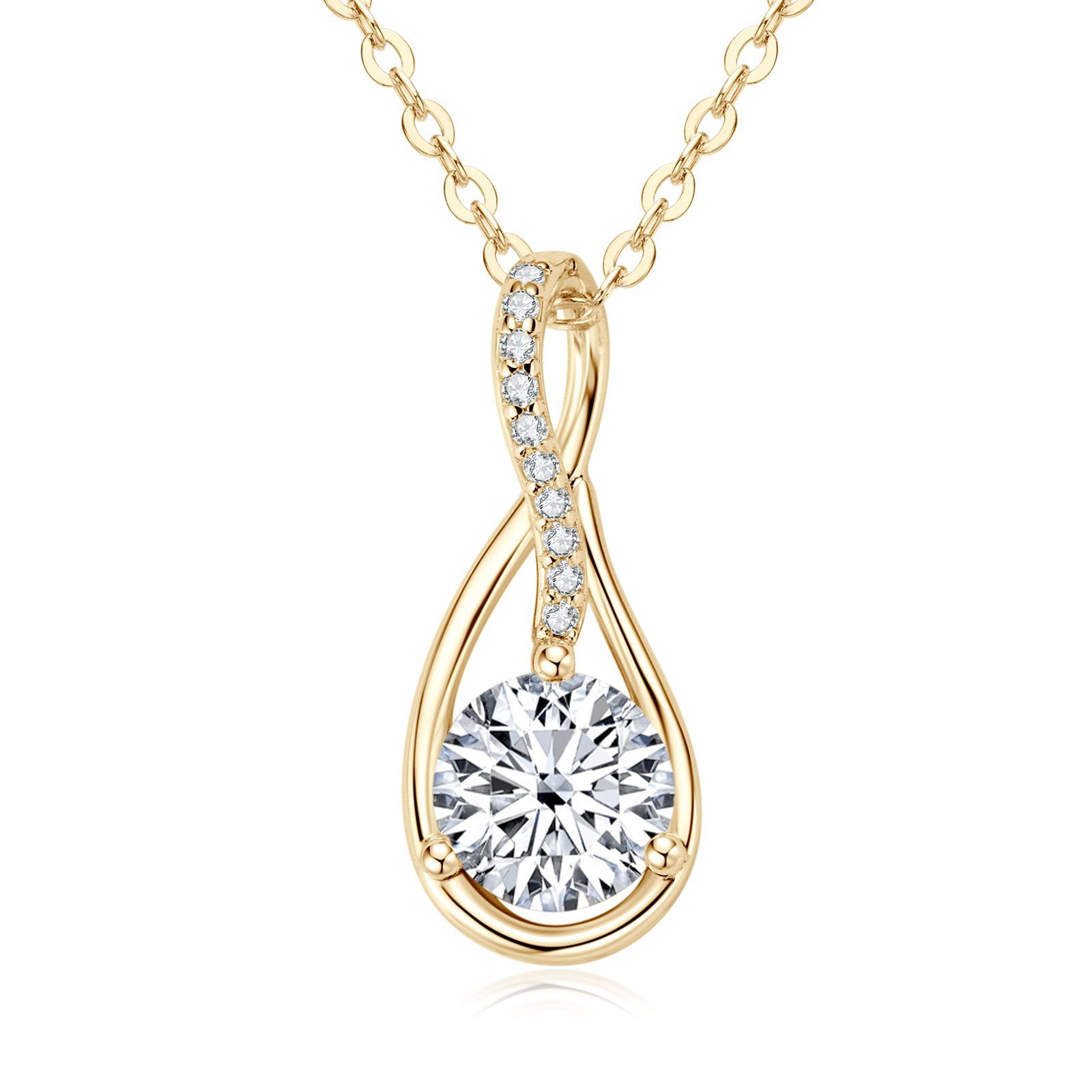 D Color Moissanite Water Drop Necklace 925 Sterling Silver Hypoallergenic Elegant Teardrop Pendant Luxury Fine Jewelry for Women Daily Wear
