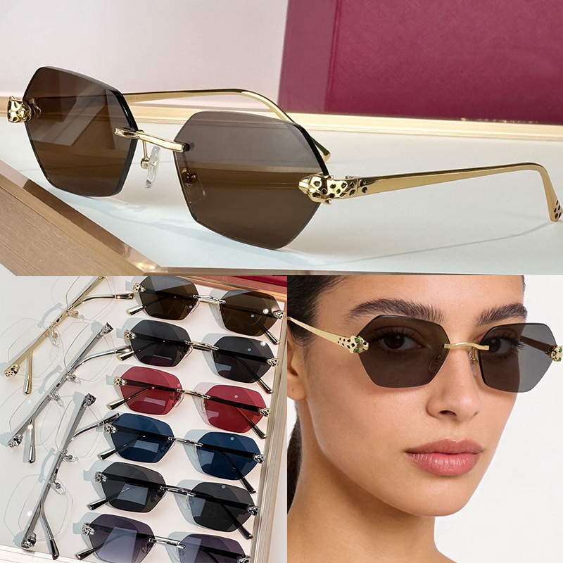 Luxury Sunglasses Designer Internet Celebrity Same Style Sports Polygonal Metal Frameless CT0636S Men and Women Outdoor UV Protective Glasses UV400