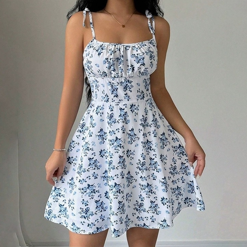 Womens Summer Floral Spaghetti Strap Beach Short DressWomens DressesWoman ClothingWoman ClothesSundress in Dress 2025 y260605