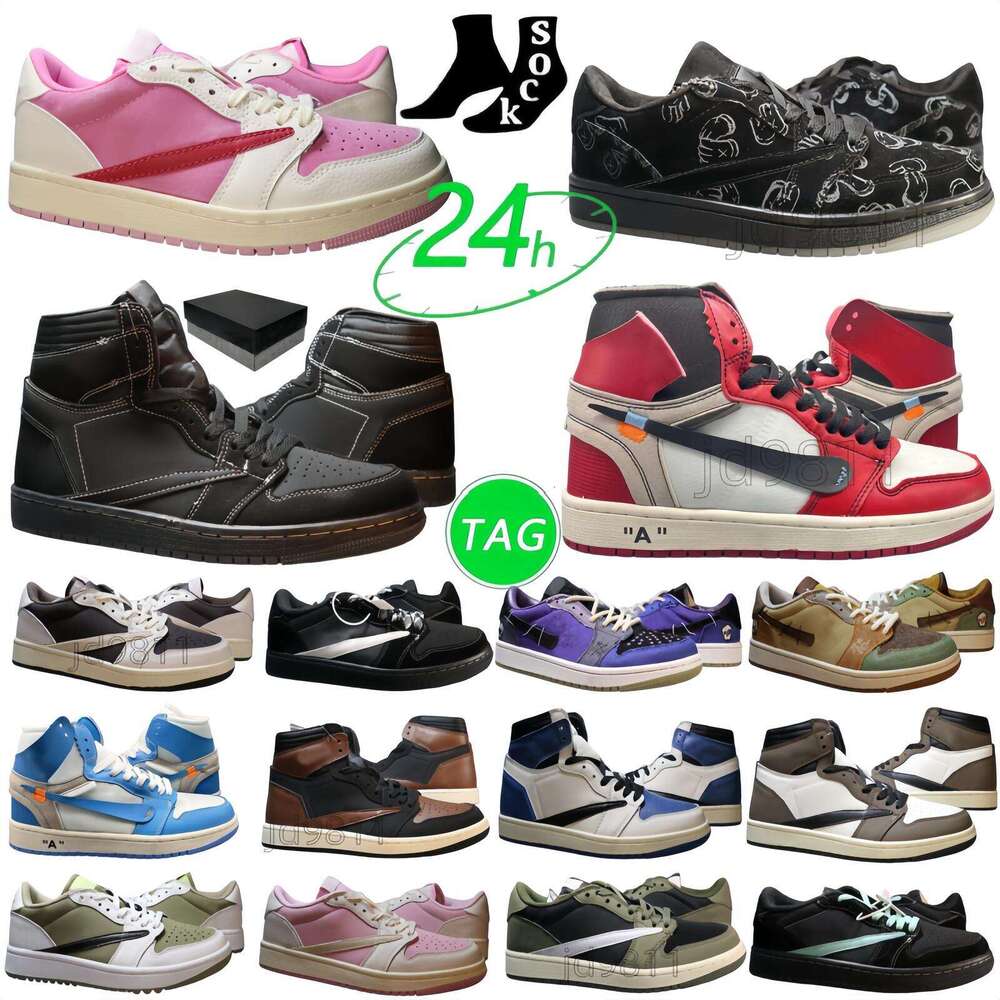 Basketball shoes Mens 1 1s Low TS Cactus Jack High Top Reverse Mocha Olive Black Phantom Trainers OG Sail Designer shoes with box Sneakers Men Women