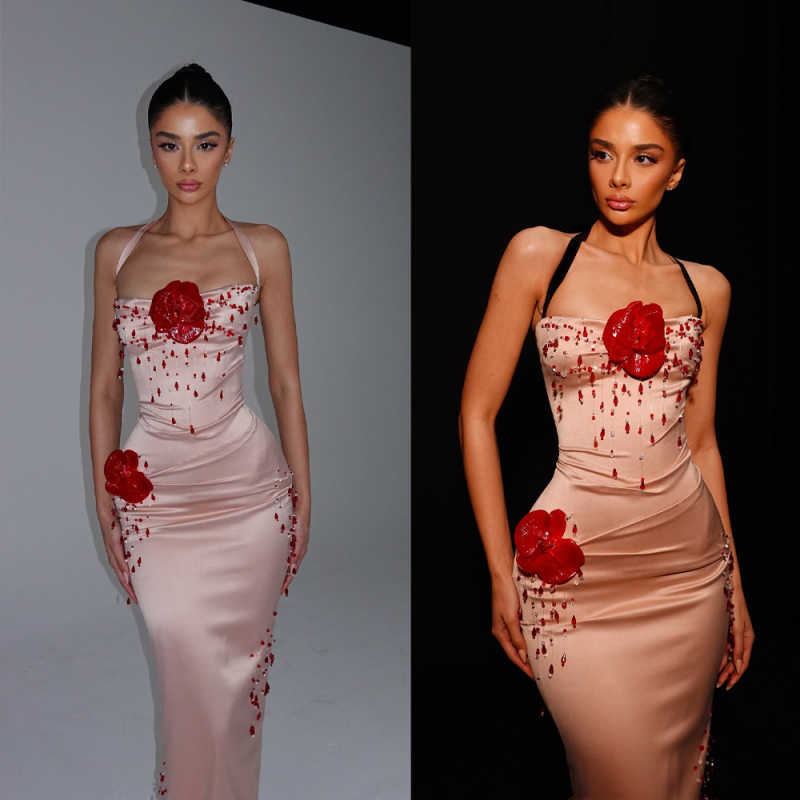 Customized Prom Celebrity Dresses Mermaid Flowers Beads Graduation Dresses Gorgeous Evening Party Gowns Plus Size