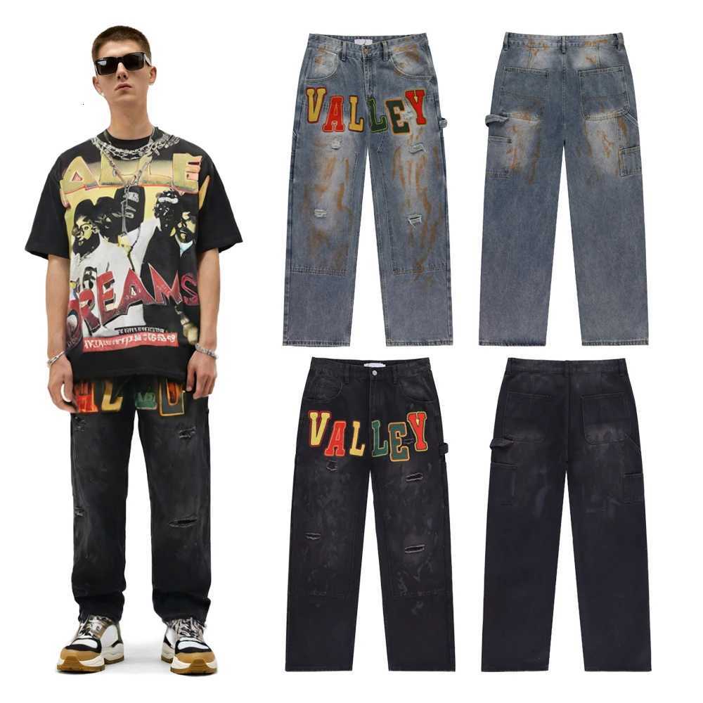 Streetwear Clothing Loose Straight Jeans with Letter Embroidery Y2k Hip Hop Street Style Cotton Casual Rock Revivals Jeans Mens T260410