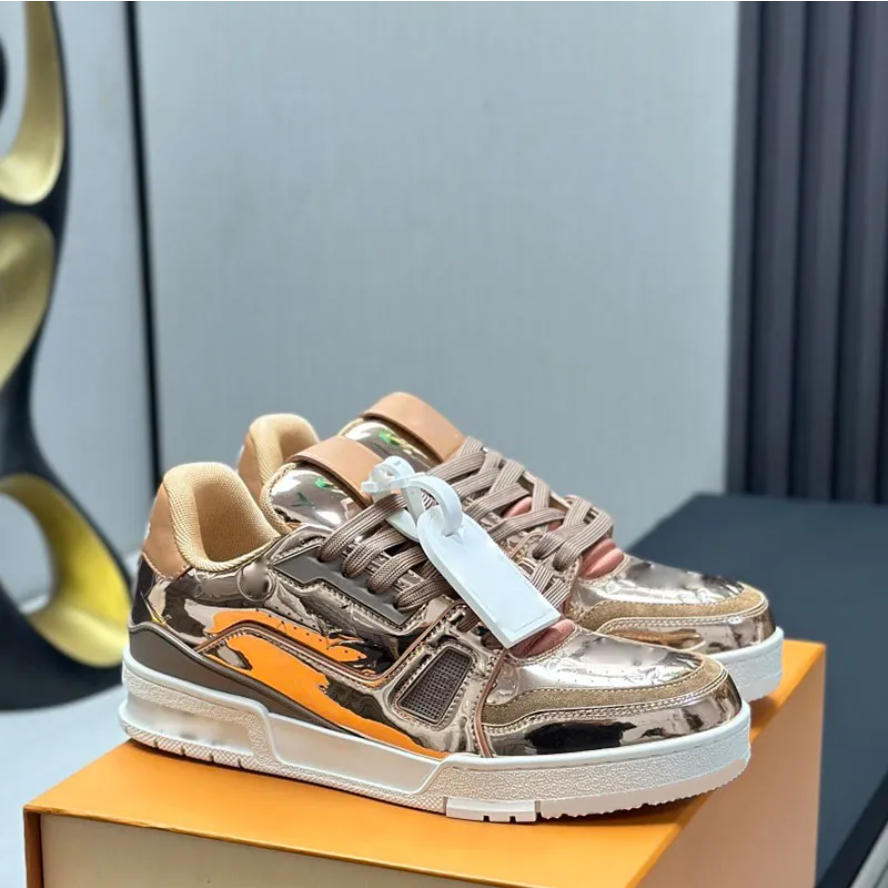 2026 Designer shoes low shoes with box flower Skate Sneakers luxury Men Women Casual tennis Shoes Calfskin Platform Trainers Leather Sports Shoe For