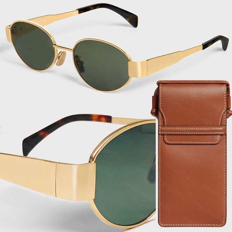 10A Top Quality Oval Frame Sunglasses For Women 40235 Metal Mirror Legs Green Lens Designer Sunglasses Retro Small Round Frame With Box M1001A-image-918816129