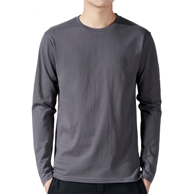 T Shirt For Men Cotton Long Sleeve T-shirts Solid Color Mens Clothing Full Length Sleeve For Spring And Autumn Undershirts 260604