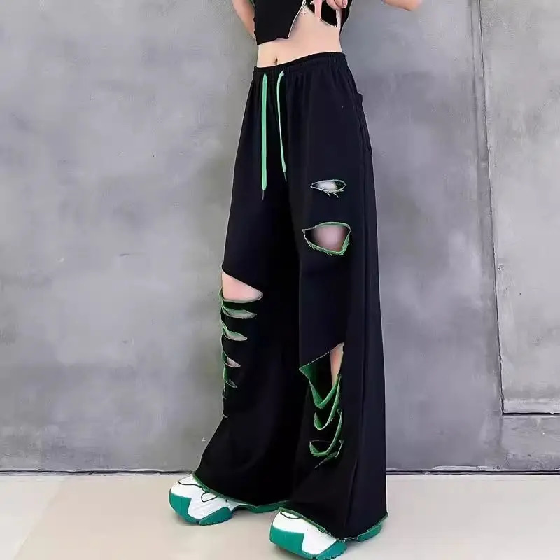 Highwaisted wideleg pants summer thin loose largesize straight casual sweatpant 260608