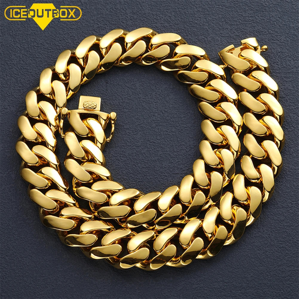 Hip Hop Jewelry 20mm Heavy 18K Gold Plated Custom Solid Cuban Miami Cuban Link Chain Necklace For Men Wholesale 260612