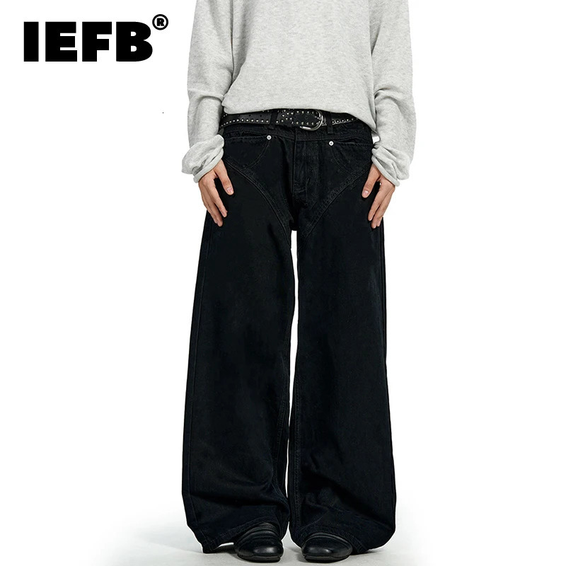 IEFB American Style Solid Color Cargo Pants Mens Cleanfit Loose Straight Leg Autumn Bottom All-match Male Trousers 9X1291 260610