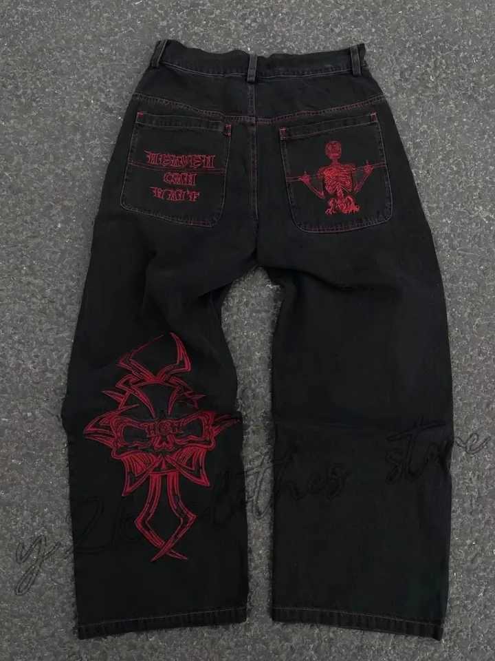 2025 nuove stampe jeans uomo streetwear larghi jeans a gamba larga moda coreana tende dritti pantaloni cargo in denim allentati casuali T260410