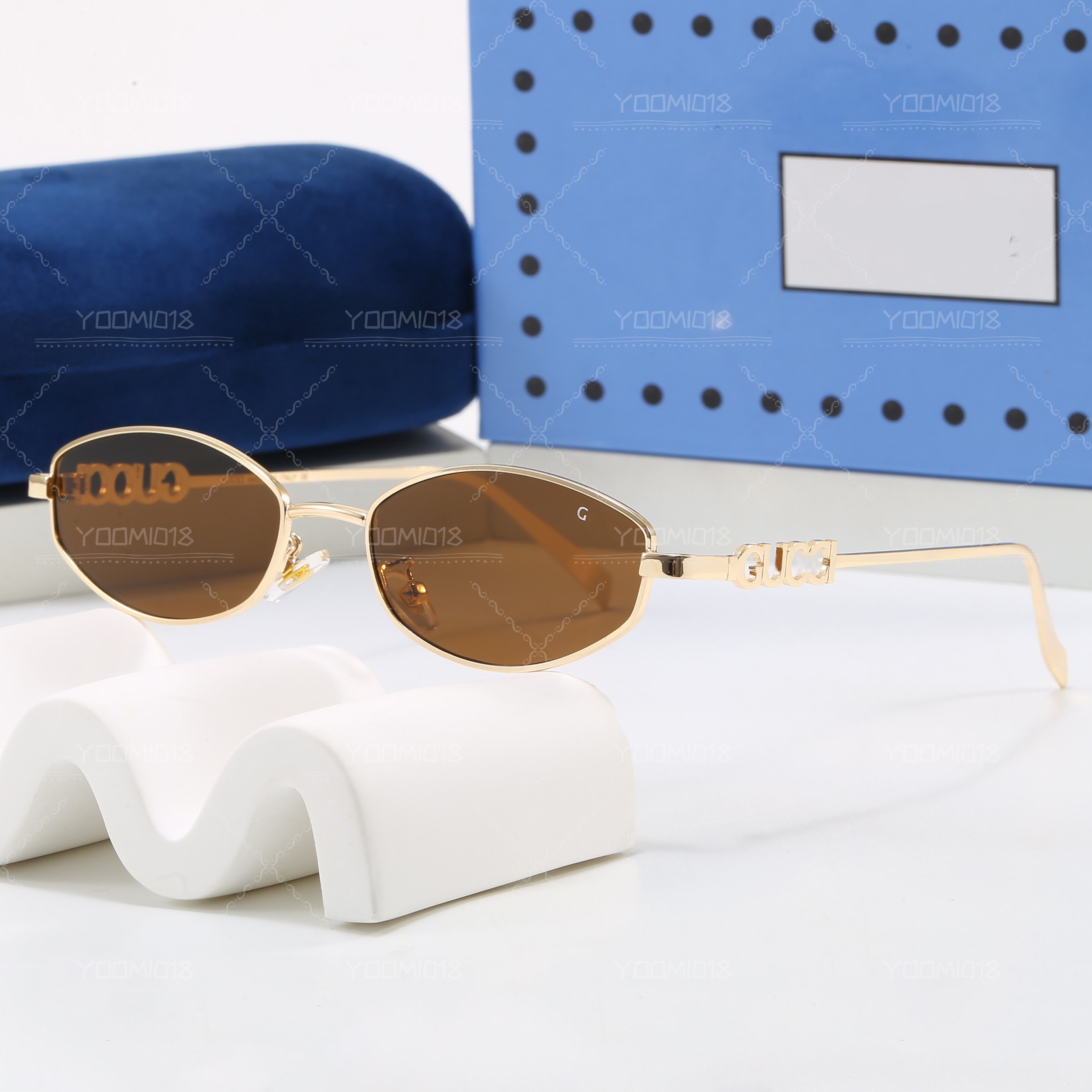 Sunglasses Designer Sunglasses for Woman Retro Small Round Frame Oval Frame Sun glasses for Women Metal Mirror Legs Fashion Luxury Men With Box 10A