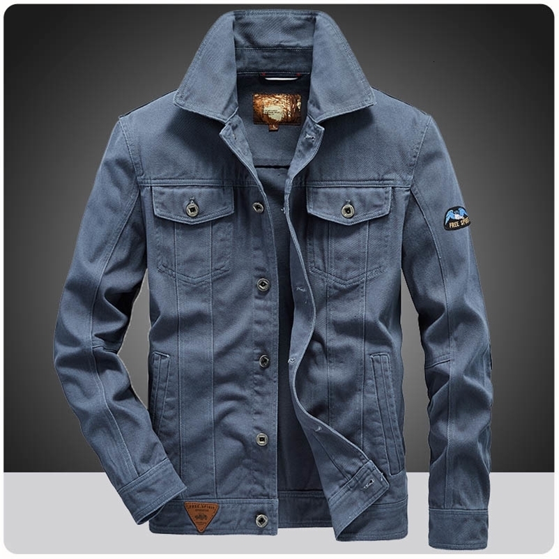 High Quality Spring Autumn 100 Cotton Cargo Bomber Jackets Casual Streetwear Field Windbreaker Varsity Denim Coats Men Clothing 260604