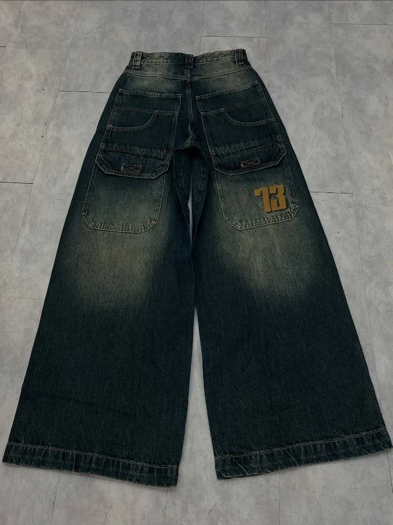 Y2K American New Pattern Embroidery Baggy Jeans Men High Street Vintage Hip Hop Fashion Casual Joker Couple Wide-leg Pants T260410
