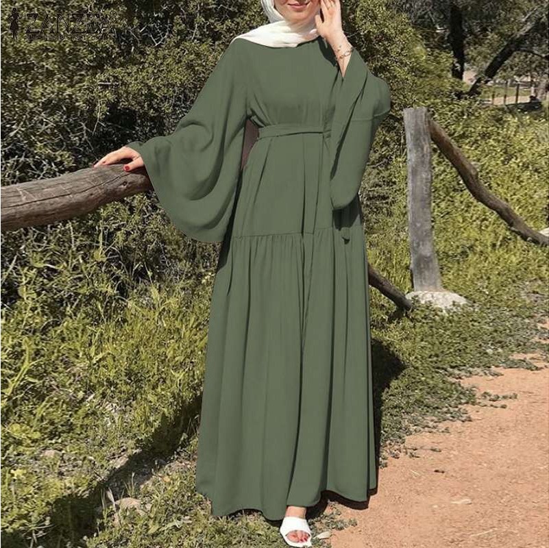 (1929) New Solid Color Loose Pullover Belt with Wide Cuffs Dress-image-1110366732