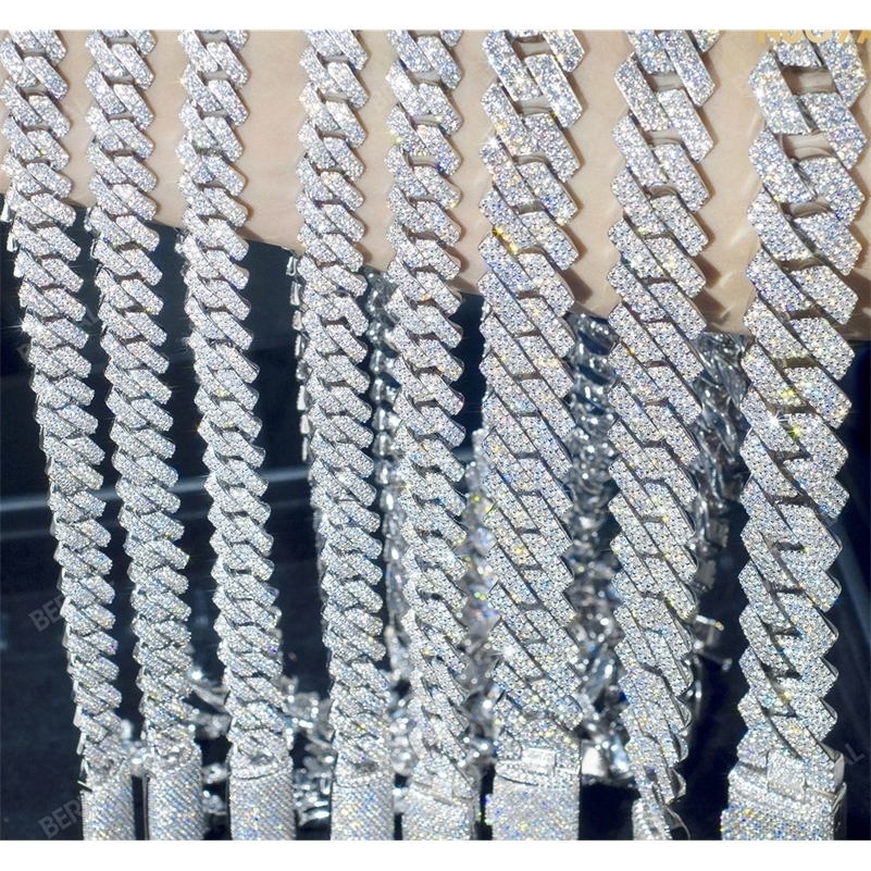 Iced Out 10-20mm Mens Miami Cuban Link Necklace Hip Hop CZ Cubic Zirconia Bling Prong Cuban Chain 260612CJ