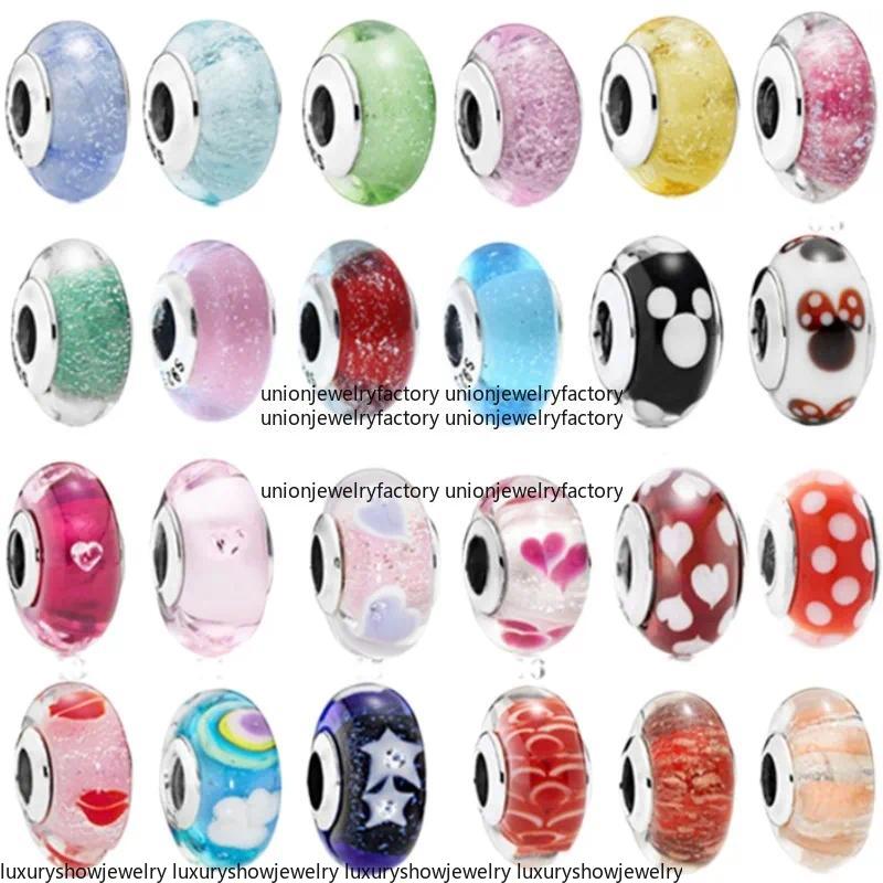 designer jewelry Charms 925 Silver Love Rainbow Glass bead fashion pendant Beads Fit Bracelet Bangle Necklace Women luxury jewelry Party birthday Gi