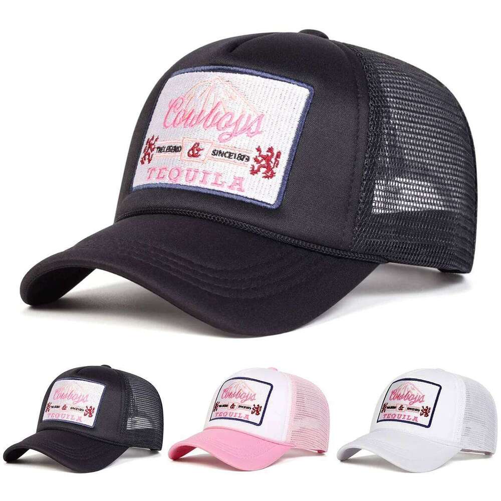 Unisex TEQUILA Letter Embroidery Baseball Net Caps Spring and Summer Outdoor Adjustable Casual Sunscreen Hats 26Y0613