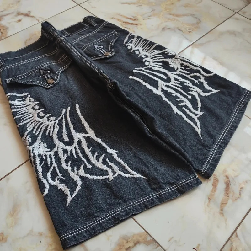 2026 Summer Fashion and Oversized Pattern Embroidered Wash Jeans Shorts Women Y2K Gothic Hiphop Casual Joker 260613