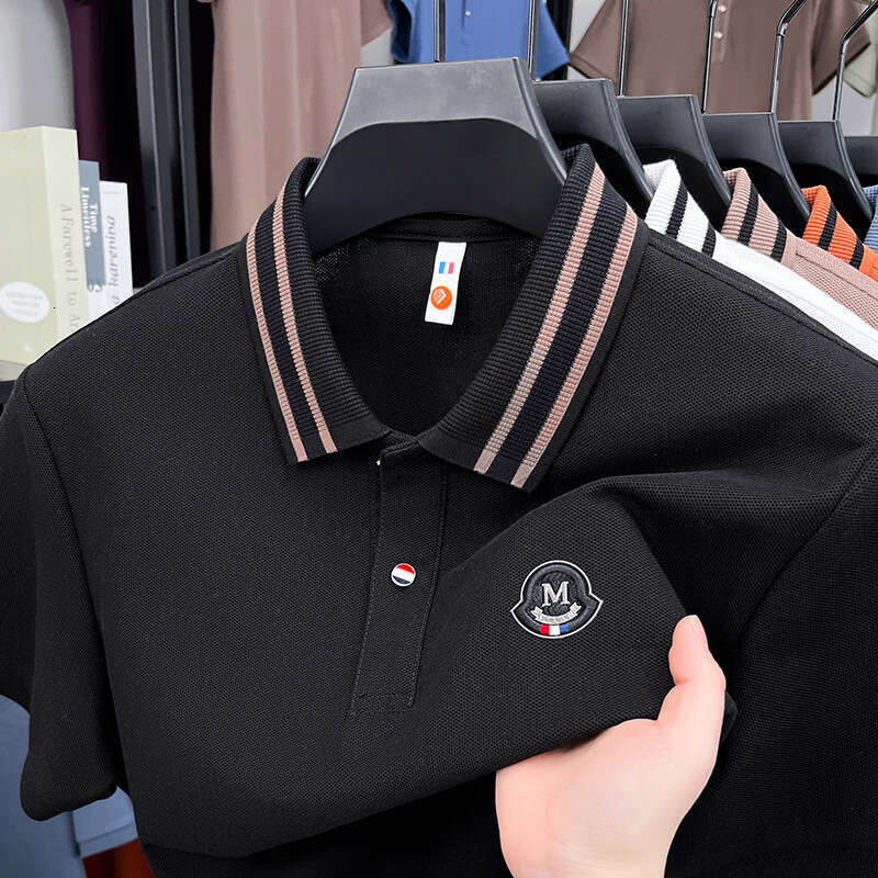 Luxury Brand Designer Clothes Men's Short-Sleeve Turn-Down Collar Shirt, New Summer Business T-Shirt, High-End Polo Shirt