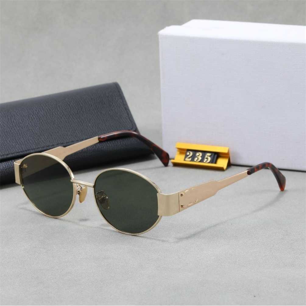 Oval Sunglasses 2024 New Women Metal Internet Celebrity Street Style Sunglasses Internet Celebrity Photo Sunglasses