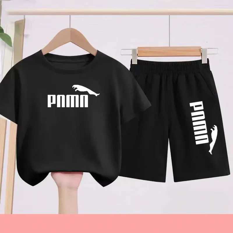 Summer 2 Piece Set 3-12 Age Children T-Shirt Letters Casual Short SleeveShorts Boy Girl Comfortable Breathable SportswearT260613